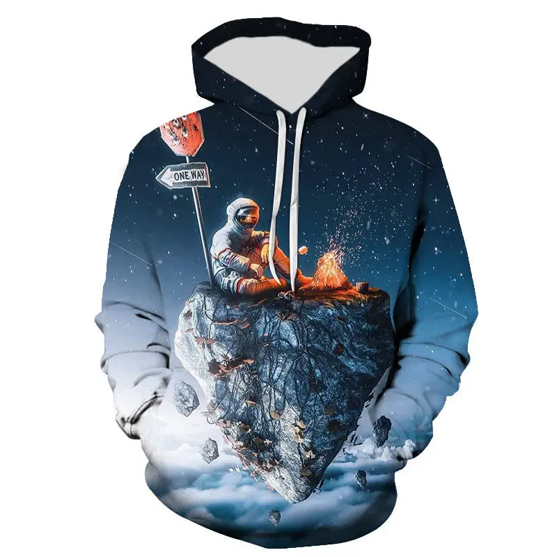 Universe Space Galaxy Astronaut Graphic Hoodies For Men Children Pullover Sweatshirts Long Sleeve Oversized Mens Cool Jacket