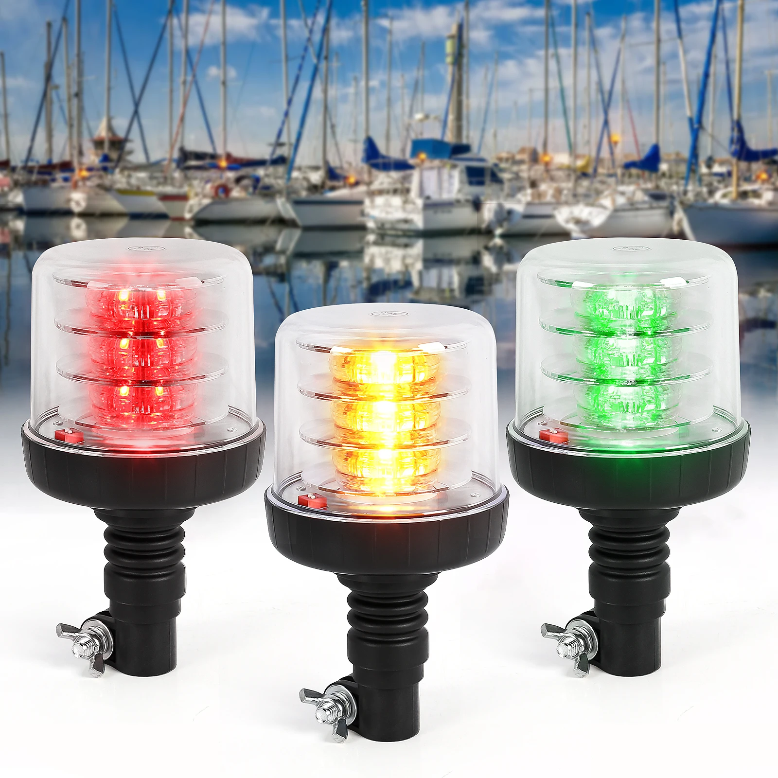 Emergency LED Strobe Light Car Truck Roof Top Warning Light Safety Yacht Flexible Rotate For Trialer Agricultural Beacon