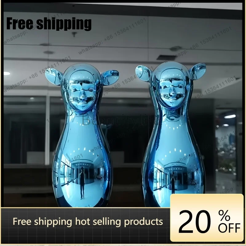 Modern style electroplated blue mirror polished home decoration metal handicrafts, 304, 316 stainless steel sculptures