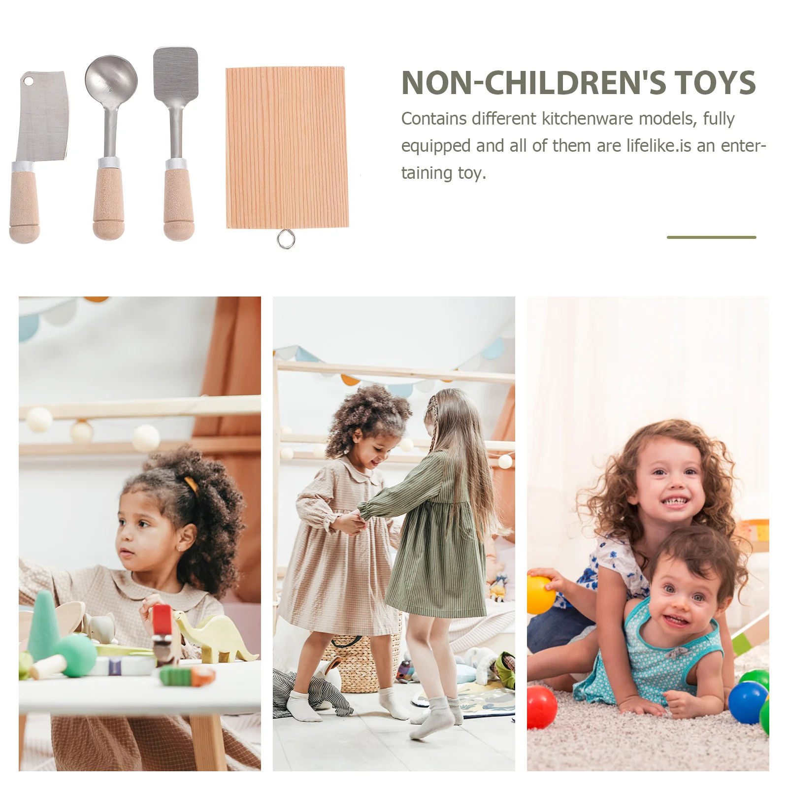 1 セット 1 セットミニキッチンセットにはスパチュラスプーンまな板が含まれており、子供用シミュレーション調理器具模造キッチン用品プレイセット