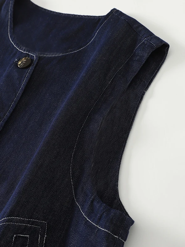 

Повседневный свободный круглый джинсовый жилет Ne, женская модная весенняя верхняя одежда, топ на пуговицах, детали для поездок на работу, сле