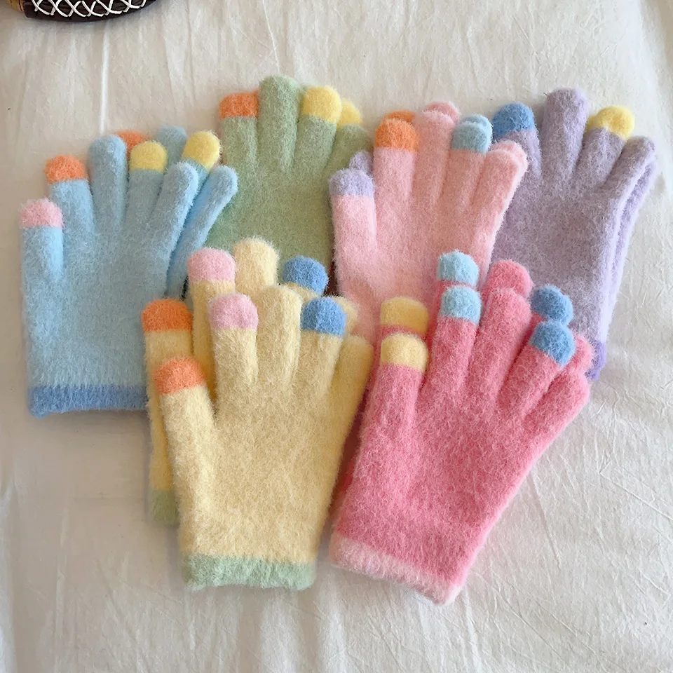 

Winter Thick Warm Kids Girls Boys Gloves Fashion Children's Full-finger Gloves For Girls Outdoor Cold-Proof Child Accessories