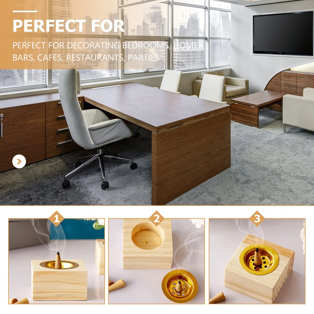 

Square Wooden Incense Burner Creative Censer Simple Aroma Decor Retro Design Home Office Meditation Relaxing Craftsmanship