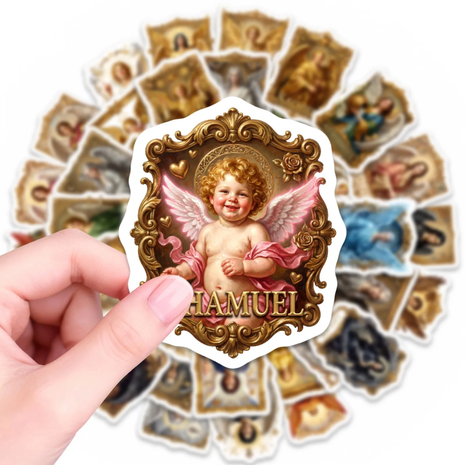 50 Pcs Classical Renaissance Angel Stickers No Repeat for Suitcase Laptop Cup Scrapbook Phone Case Window Storage Box Decals