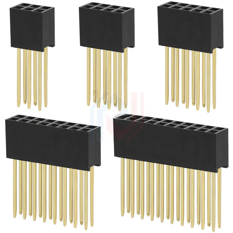 2.54mm Spacing Single Row Double Row Lengthened Female Header Pin Header Long Pin Socket 11mm Pin Length 2*2 3P 4P 5P 6P 8P