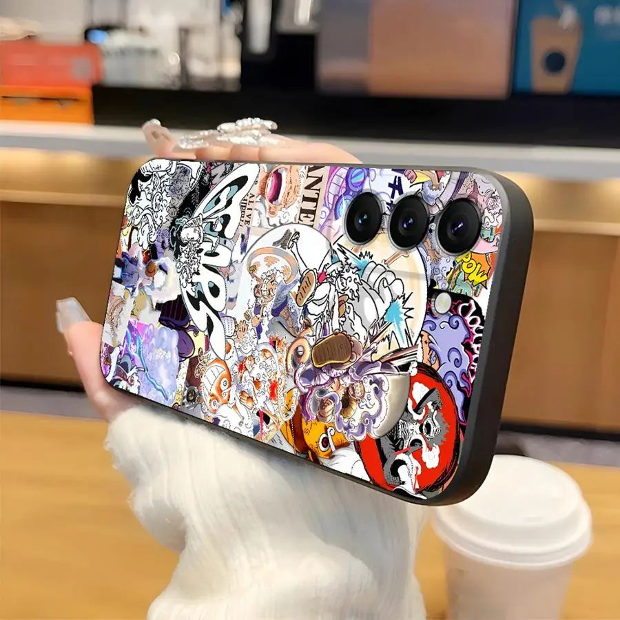 One Piece Cute Gear 5 Luffy Case for Samsung Galaxy Note S8 8 10 Plus S9 9 20 Ultra S10 Black Soft Phone Cover