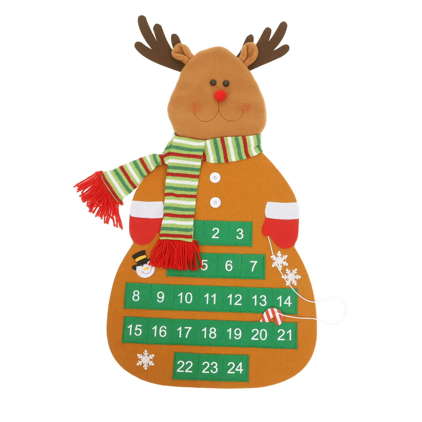 

Christmas Countdown Calendar Felt Advent Hanging Wall Decor 24 Pockets Kids Candies Door Calendars Front Decor