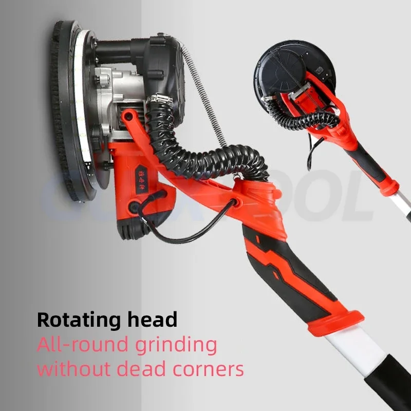 1250W Grinding Machine Wall Polishing Tool Double Led Light Wall Long Rod Putty Sander Folding Adjustable Speed Dry Wall Sander