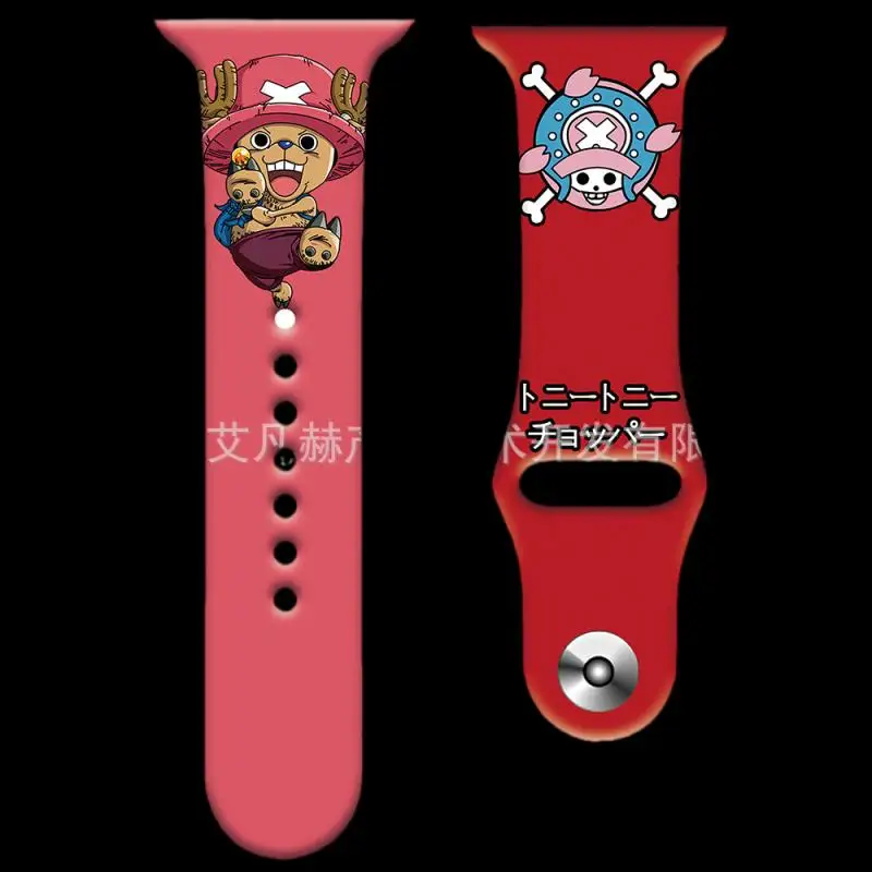 Anime One Piece Luffy Roronoa Watch Print Silicone Strap 38 40 41 42 44 45 Mm Iwatch Watch Strap 1/2/3/4/5/6/se/7 Holiday Gift