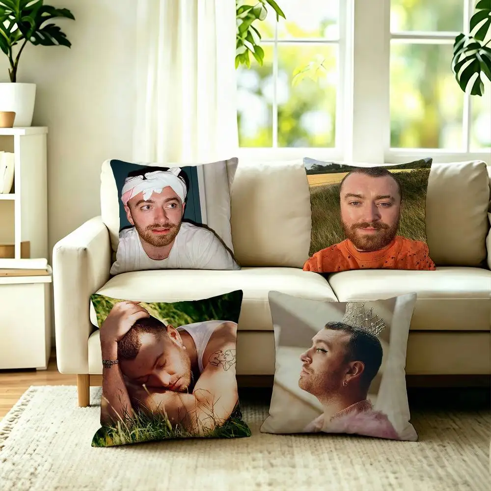 Hot Singer S-Sam Smith Square Double-Sided printed Pillow Case Bedroom Bedside Pillow Sofa Cushion Cover