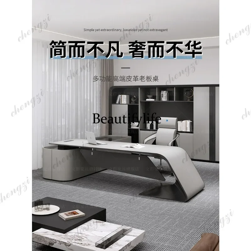 Boss President's Desk Light Luxury Modern Villa Large Class Desk Office Single Leader Office Desk and Chair