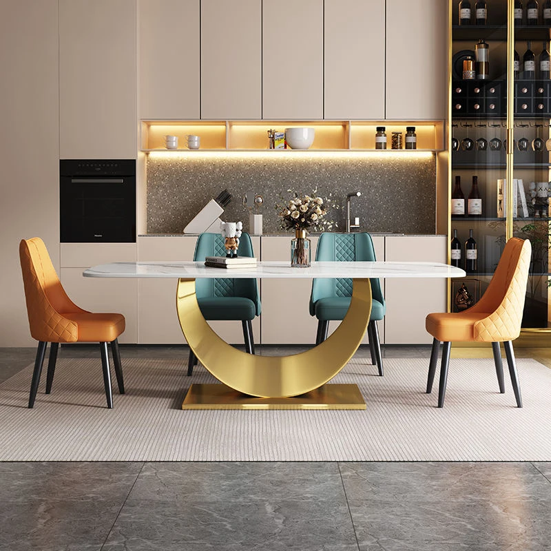 

Latest Design Sintered Stone Furniture Dining Table Modern Set Colorful Dining Table