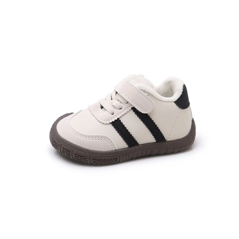 Jungen Mädchen Flache Zehen mit Kappe, Anti-Kicked-Freizeitschuhe für Kinder, rutschfest, 2025, neue Mode, Kinder-Laufschuhe, Klettverschluss, gestreift
