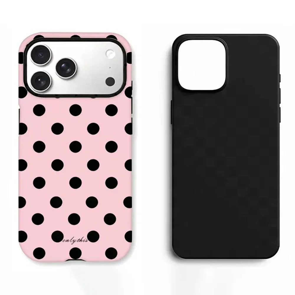Modne i urocze etui na telefon w kropki do iPhone'a 17 16 15 14 13 12 11 X XS XR XSMAX Air Pro Max Plus, luksusowe, dwuwarstwowe. — zdjęcie produktu 3
