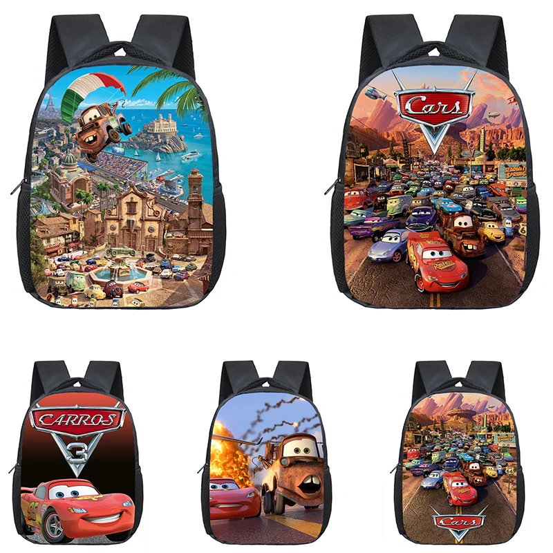 Pixar Cars Mochila para Kindergarten School Bag, Cartoon Mochila para Menina e Menino, Lightning McQueen, Escola Primária Bookbag, 12"