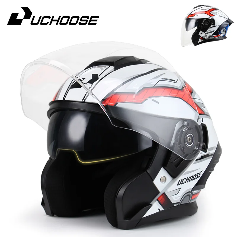 

UChoose Dual Lens Motorcycle Helmet 3/4 Motocross Fashion Unisex Helmet for Men And Women Universal for all seasons