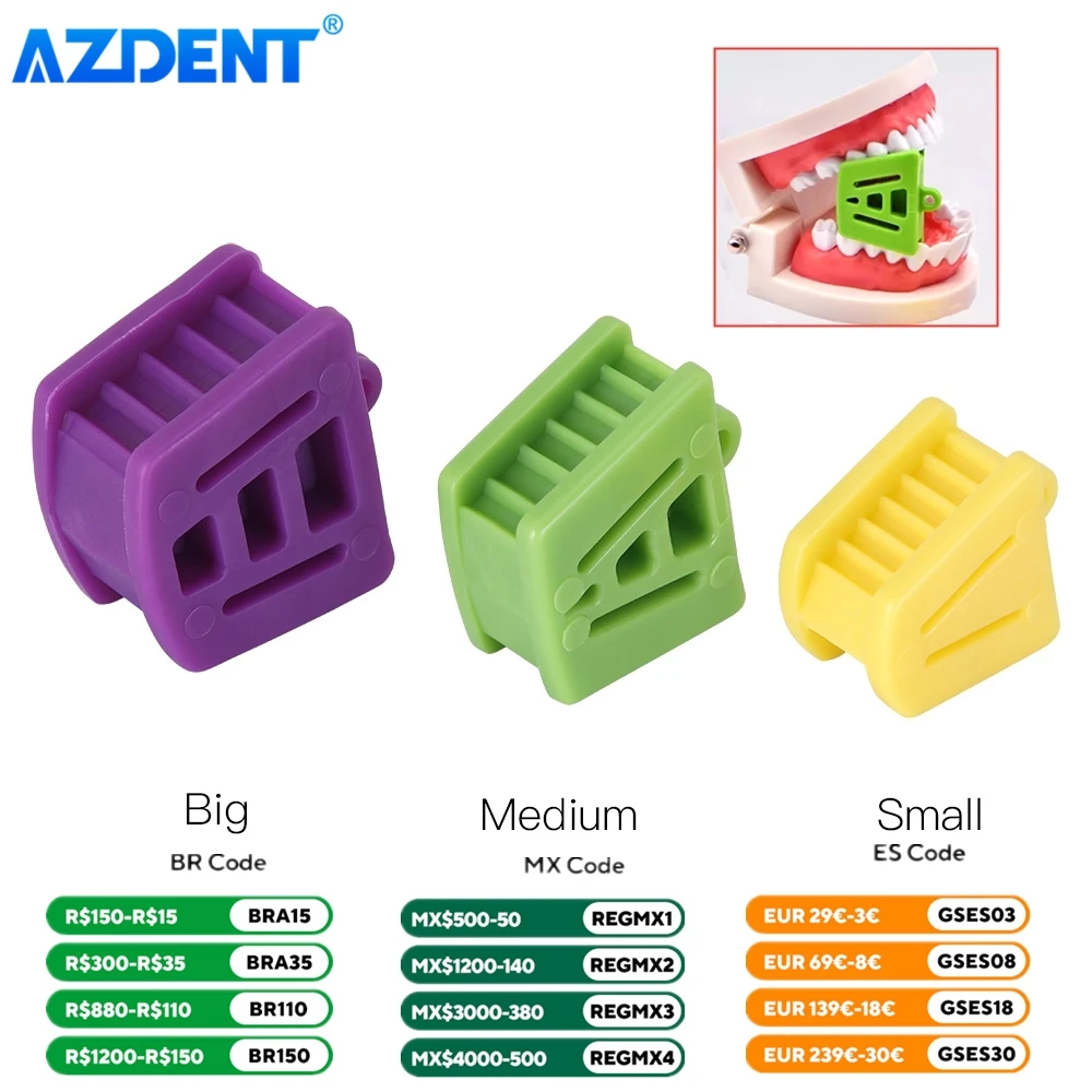 3 Sizes Dental Occlusal Pad AZDENT Rubber Bite Opener Blocks Mouth Prop Large Medium Small Orthodontic Supplies Dentistry Tools