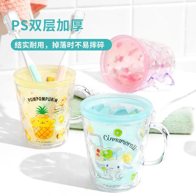 Taza para enjuague bucal de doble capa Miniso Sanrio, taza para lavar los dientes con cepillado Cinnamoroll, taza para el hogar de alta precisión para niños de 260Ml