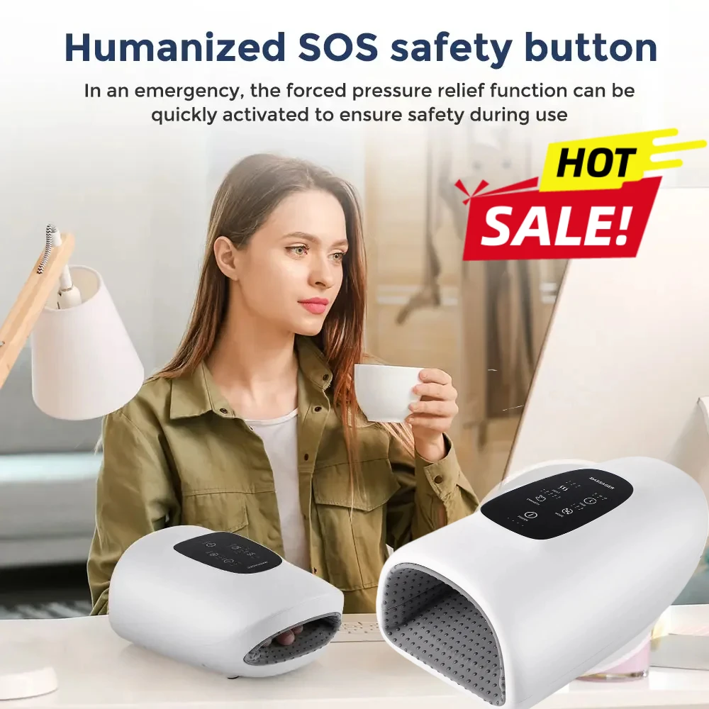 

2026 Electric Hand Massager with Heat 3 Kneading Modes Air Compression for Pain Relief Arthritis Carpal Tunnel Home Office Use