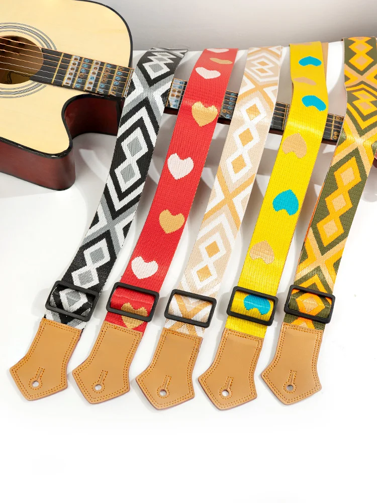 

Guitar Strap for Folk Guitar, Bass, Acoustic Guitar, Electric Guitar, Unisex, Stylish, Leather, Cotton, Crossbody Shoulder Strap