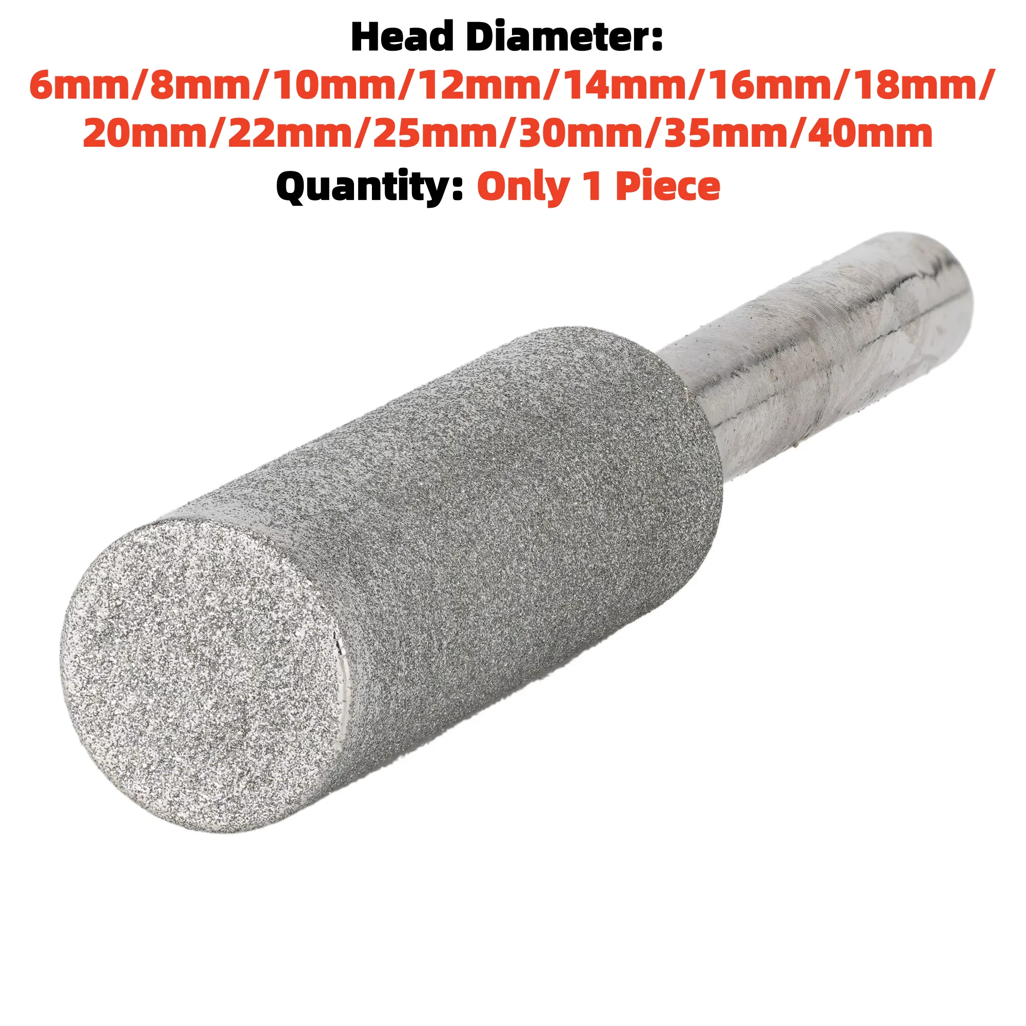 6-40mm Diamond Coated Cylinder Mounted Points Grinding Head Grit 240 6mm Shank Tools for Jewelry Stone Glass Carving Lapidary