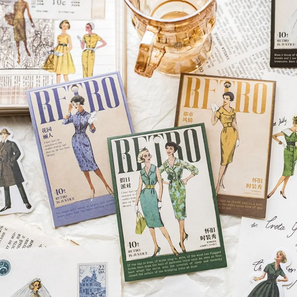 

40 шт./партия бумажные ностальгические Стикеры для показа моды ностальгические самоклеящиеся Стикеры для показа моды декоративные Стикеры