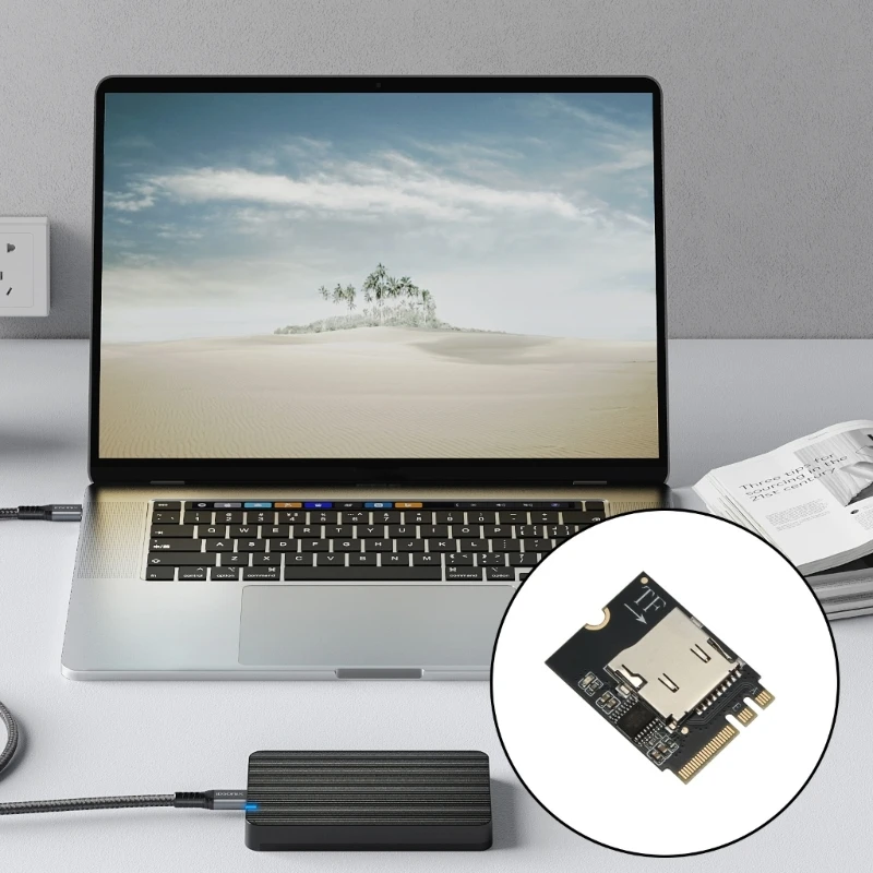 2230 Wireless Port Card Reader Conversion Board Using M.2 A, with Integrated Metal Card Receptacle for Internal Laptop H8WD