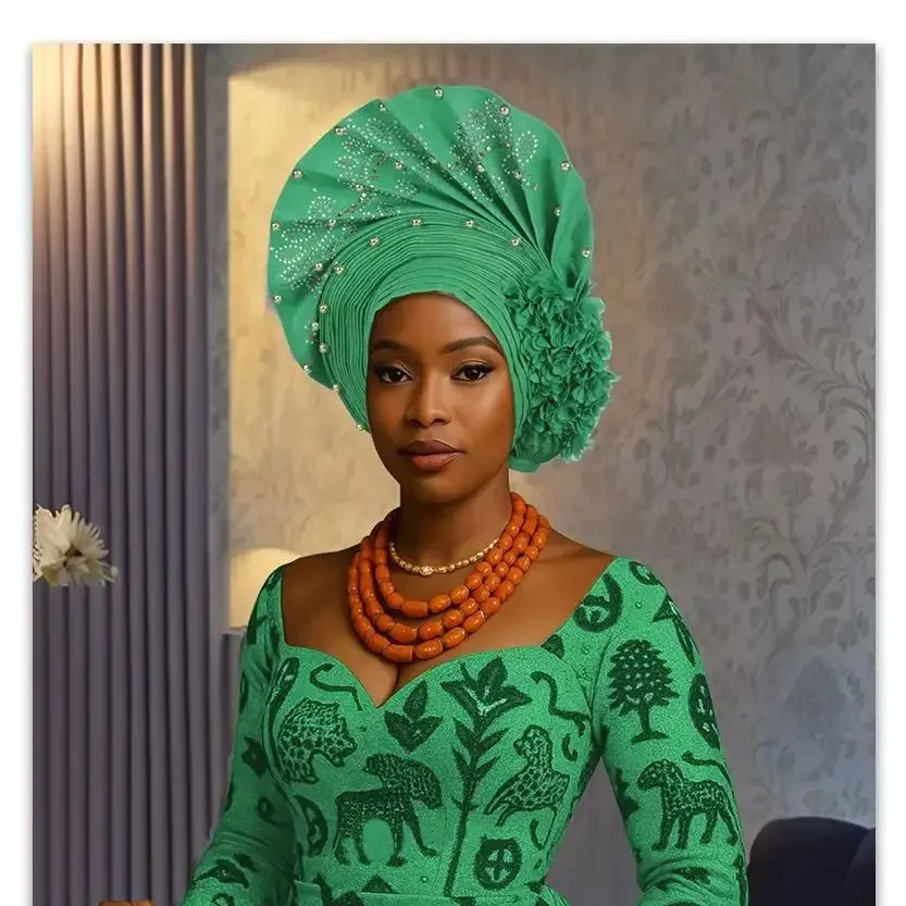 

Новый африканский головной убор Auto Geles, готовые головные уборы для женщин, хиджаб, капот, тюрбан, нигерия, Aso Oke, повязка на голову, свадебная вечеринка