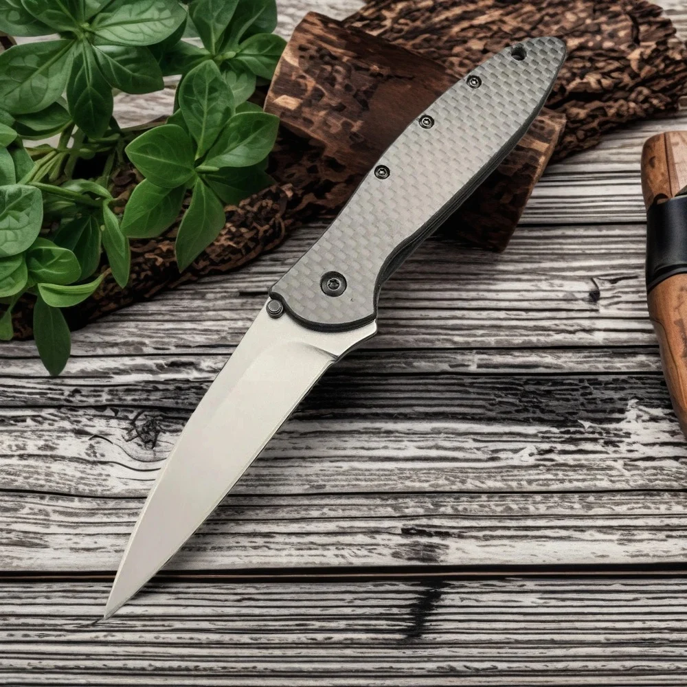 

KS 1660 Уличный складной нож 8Cr13MoV Стальное лезвие с ручкой из углеродного волокна Кемпинг Охота Альпинизм Повседневный инструмент для переноски