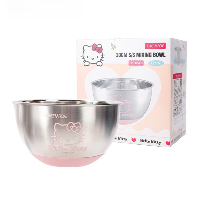 

Kawaii Hello Kitty Bowl Anime Cute Cartoon Women Home Thickened Anti slip Egg Bowl Kneading Plate Salad Bowl Girl Gift Wholesale