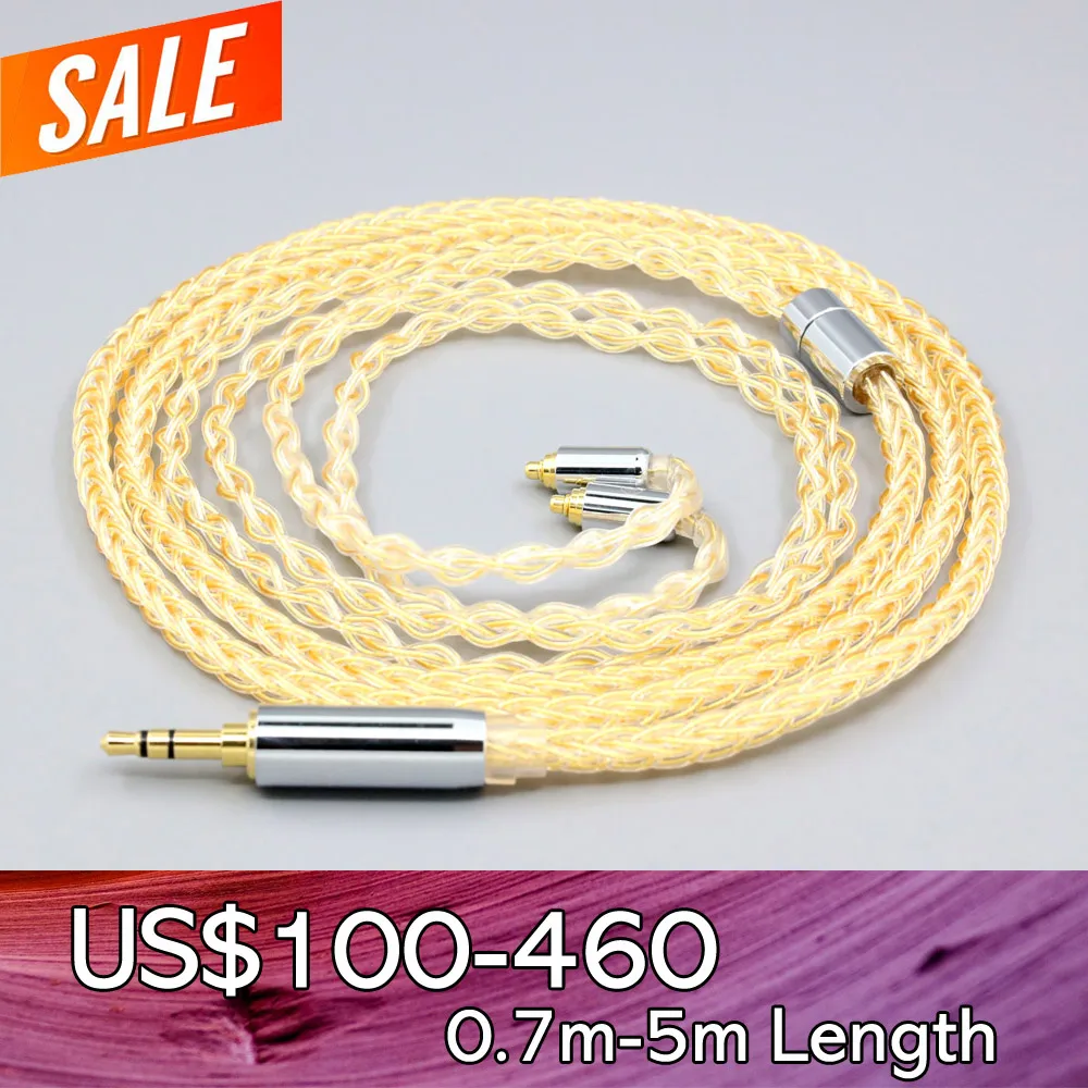 8 Core 99% 7n Pure Silver 24k Gold Plated Earphone Cable  For Shure AONIC 3 4 5 215 se846 PHILIPS Fidelio S301 MMCX LN008435