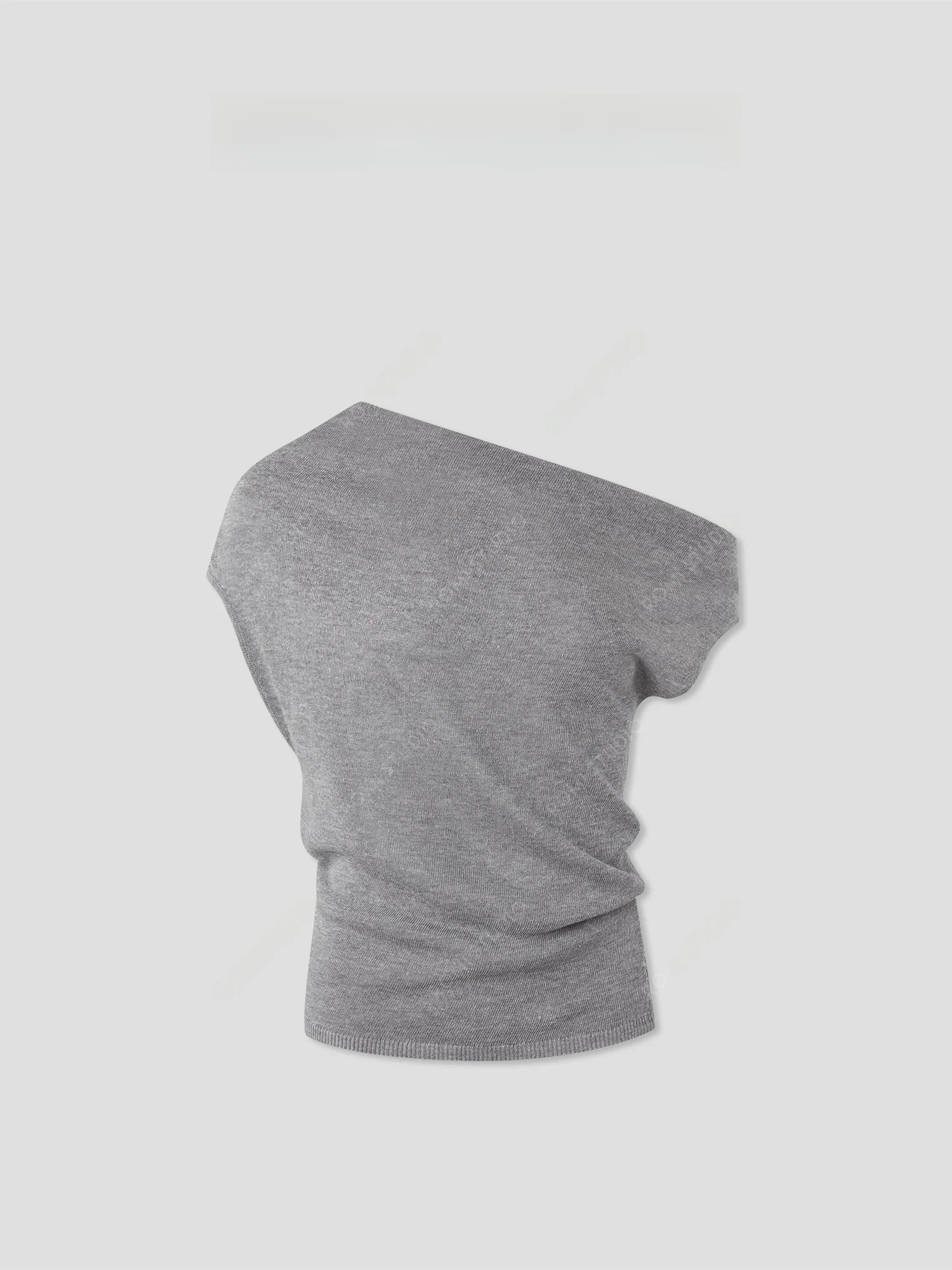 

Romantic Ele Romy Studio Linen Rayon Blend Knitted Flower Pattern Asymmetrical oulder Sweater for Women Summer 2025