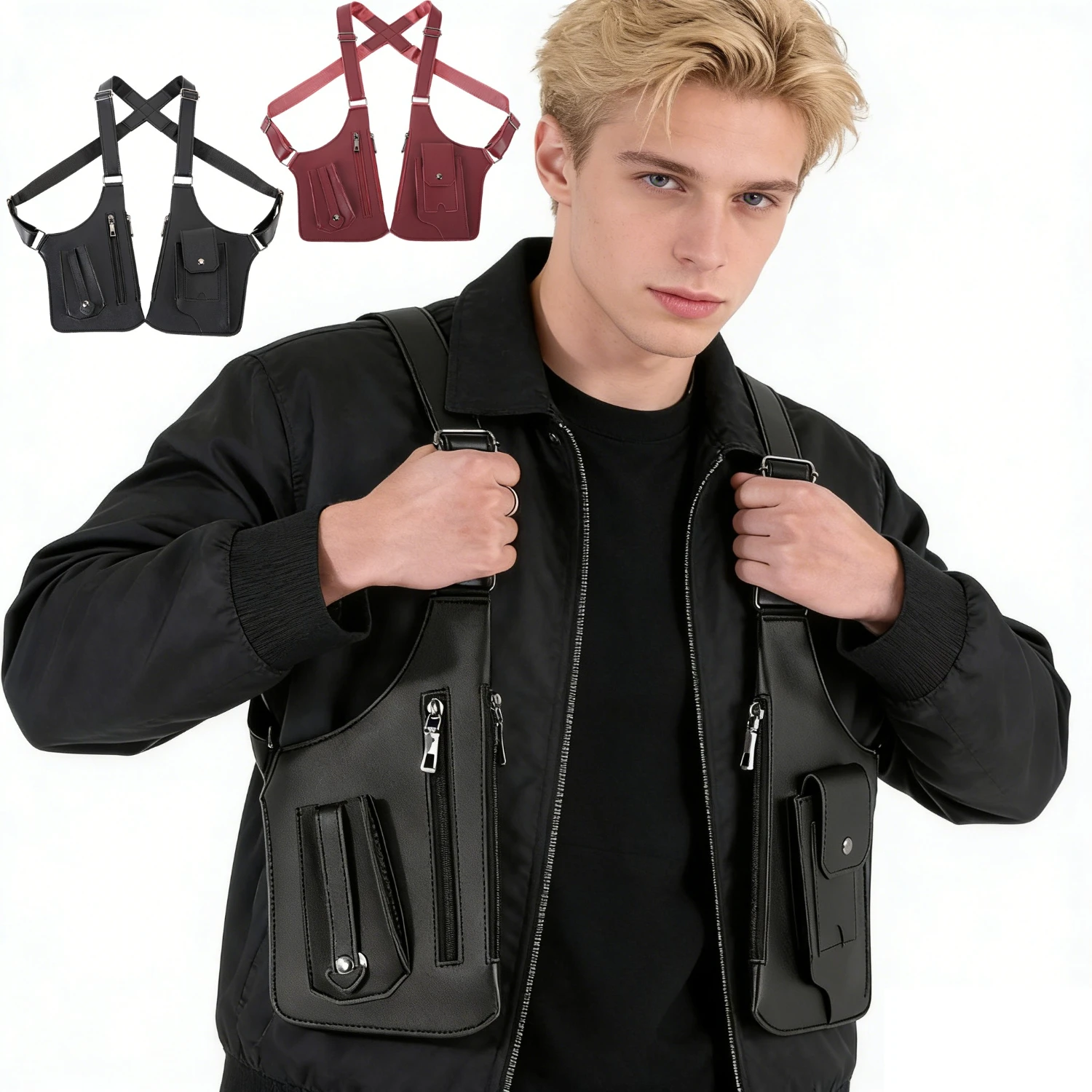 

Модная нагрудная сумка с кожаным ремнем, спортивная сумка-слинг для активного отдыха, универсальная поясная сумка для мужчин