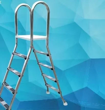 Escalera para Piscina Elevada de Acero Inoxidable con Pasamanos, Plataforma de Entrada y Salida, Herramienta y Accesorio para Limpieza de Piscinas