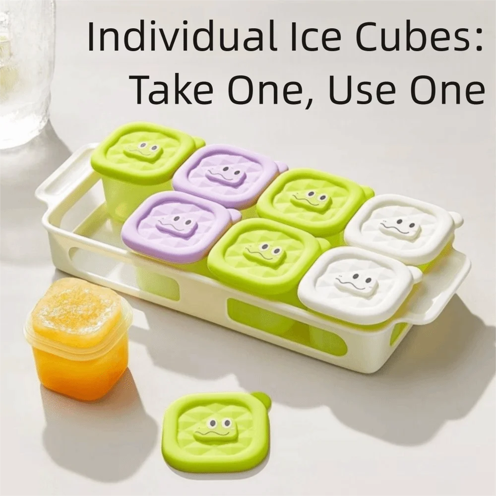 

3/4/6 Grid Design Baby Food Freezer Tray Heat Resistance Square Shape Silicone Ice Cube Mold Food Grade with Lid