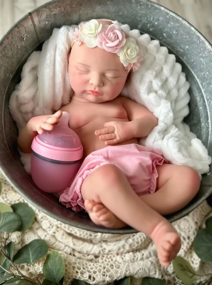 18 インチローラーシリコーンベベリボーンガール手作りリアルな 3D 塗装スキン新生児女の子子供のための誕生日プレゼント