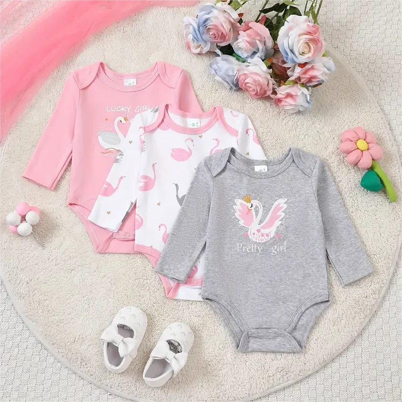 3PCS Spring/Summer New Baby Cotton jumpsuit Fashionable and Cute Cartoon Universe Series Set for Boys Girls with Long Sleeves