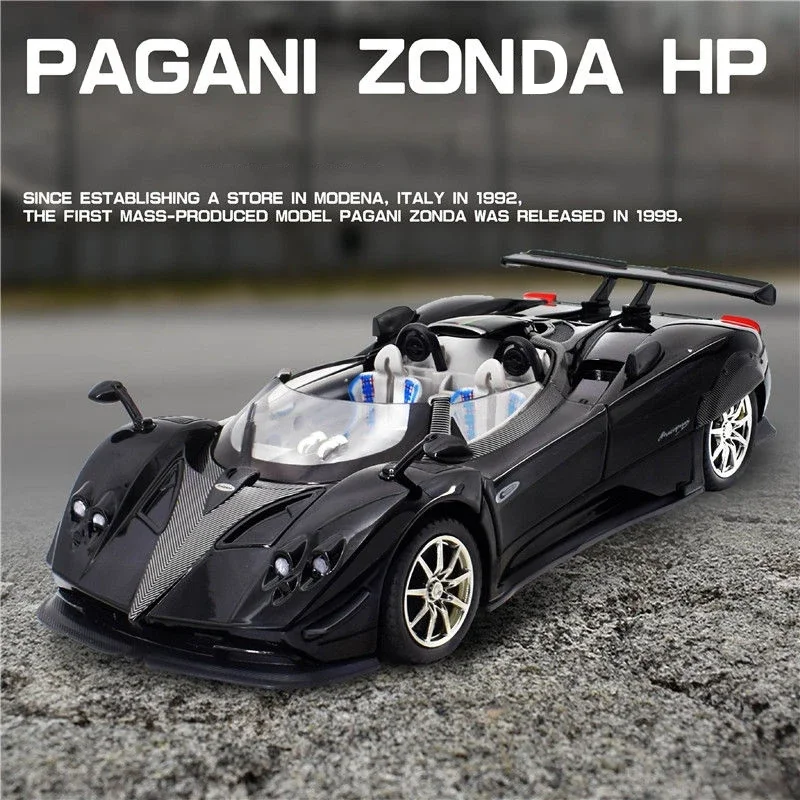 1:24 zonda hp barchetta supercar liga modelo de carro som e luz puxar para trás brinquedo das crianças colecionáveis presente aniversário