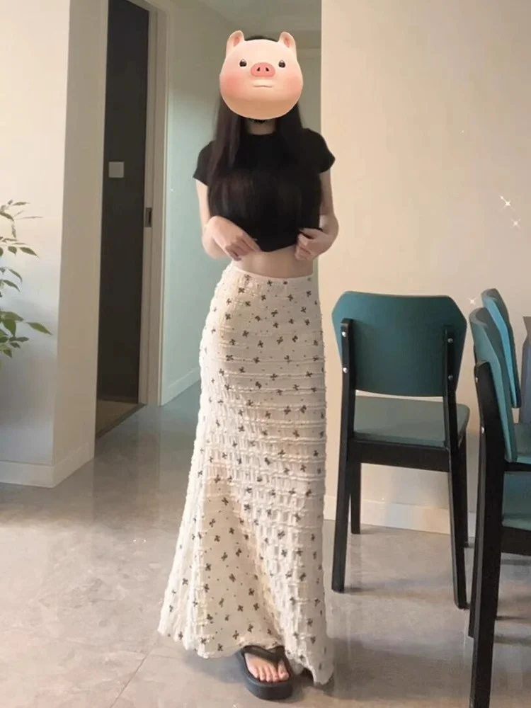 

Новинка Весна 2026: Женское повседневное платье-макси с завязками, белое, с цветочным принтом, из ткани с узелковым узором, с завышенной талией