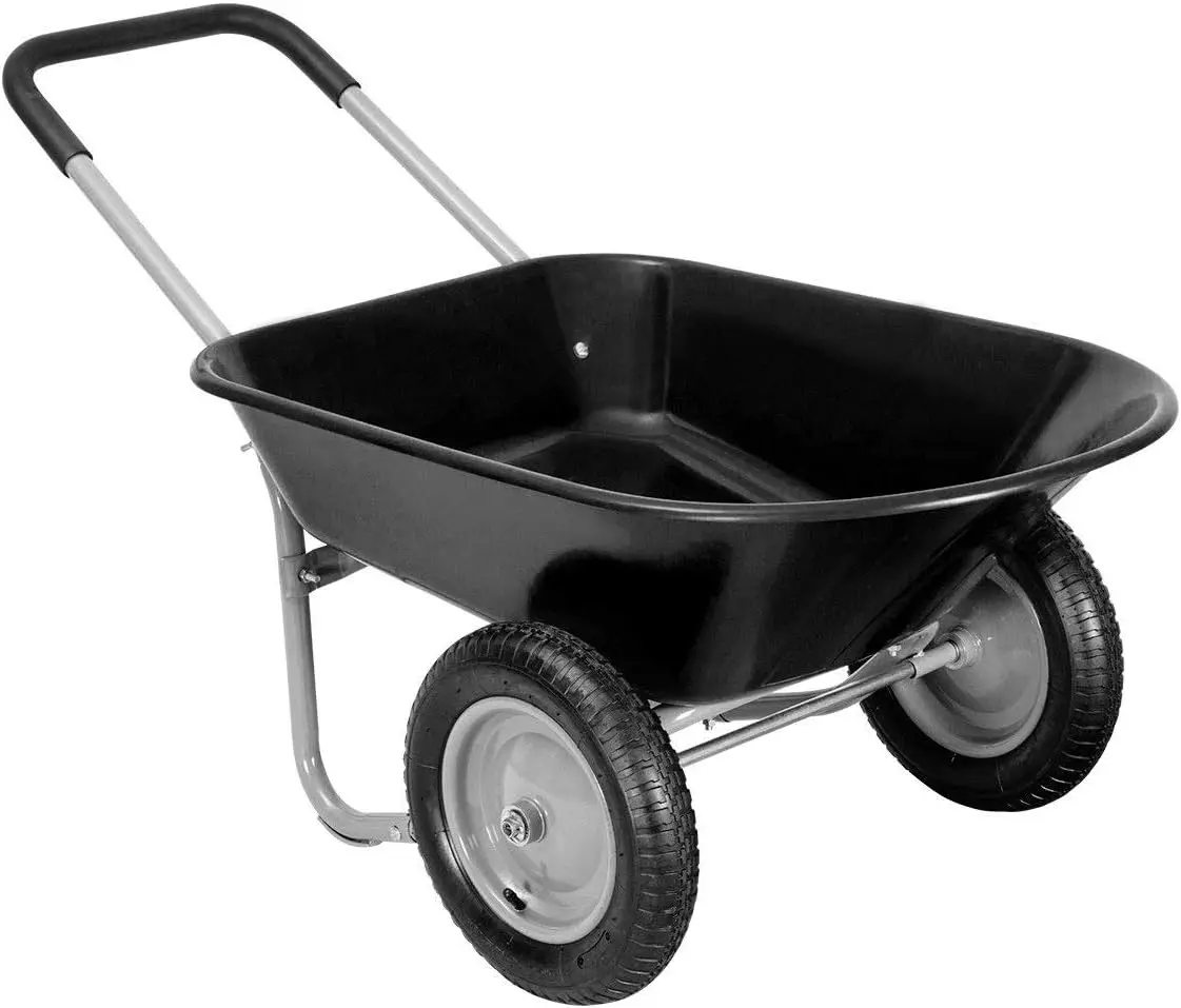 Wheelbarrow Yard Garden Cart Heavy Duty Landscape Wagon for Outdoor Lawn Use Utility Hauling Cart 330Lbs Load Capacity, Black