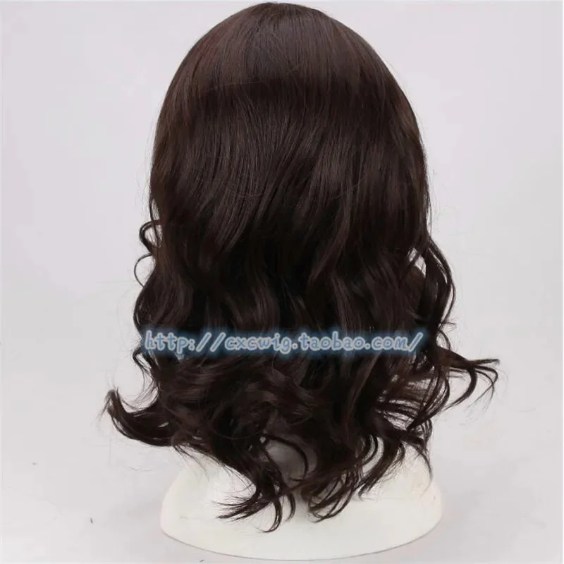 New Halloween Party Cosplay Sir Anduin Lothar Costume Wig Cosplay Jesus Dark Brown Wavy Wig Synthetic Hair Wig for Men   Wig Cap