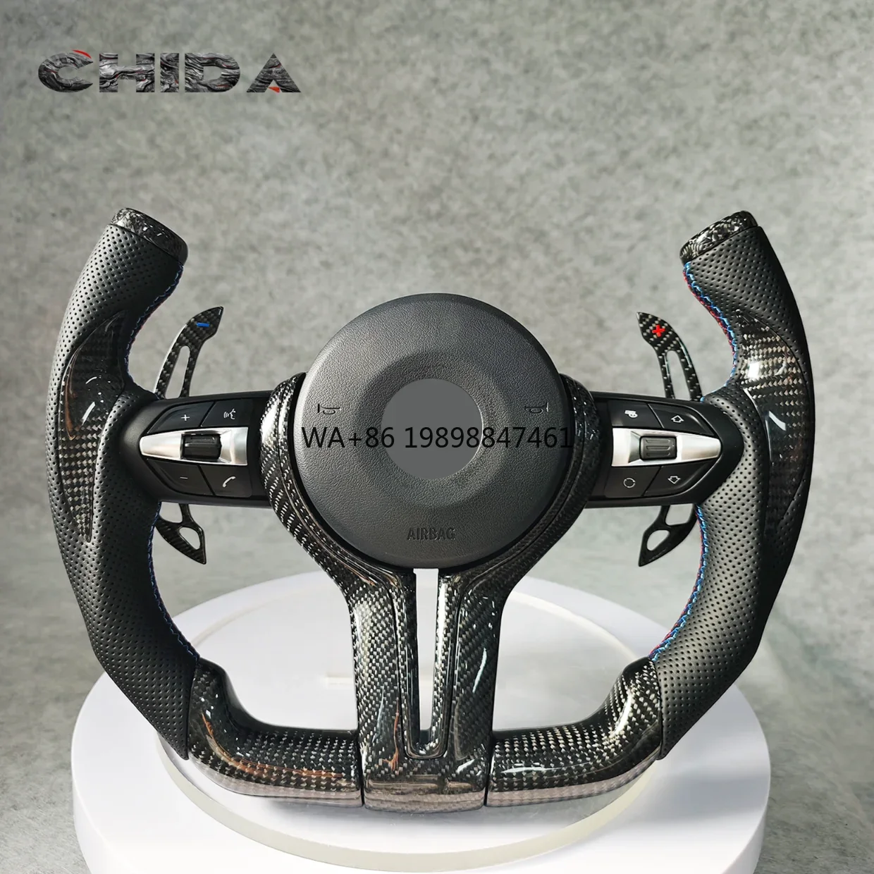 

Half-Width Carbon Fiber Steering Wheel for B-M-W 3 Series F02 F06 F13 M6 F10 F30 F15 M3 F82 M4 M2 F87 M5 E90 Sports Competition