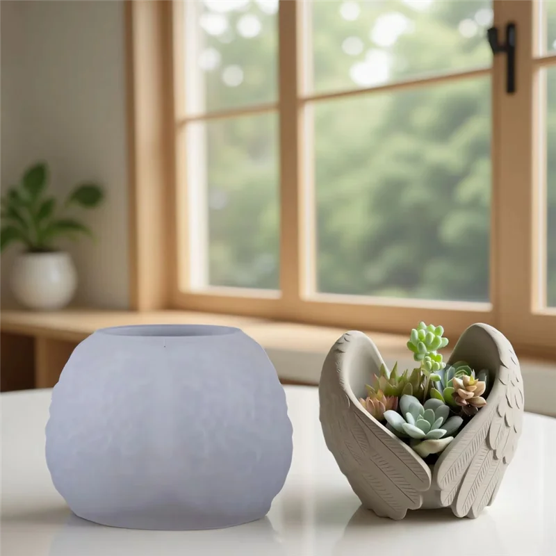 ABUH-DIY الايبوكسي أجنحة الملاك Angelwings الجبس قالب اليدوية المعطرة شمعة كوب زهرية قالب من السيليكون كوب