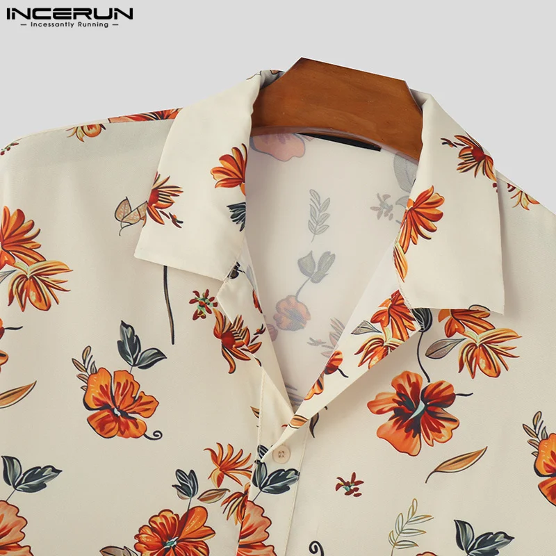 2024 Men Shirt Printing Lapel Short Sleeve Streetwear 2024 Breathable Men Clothing Summer Vacation Casual Shirts S-5XL INCERUN