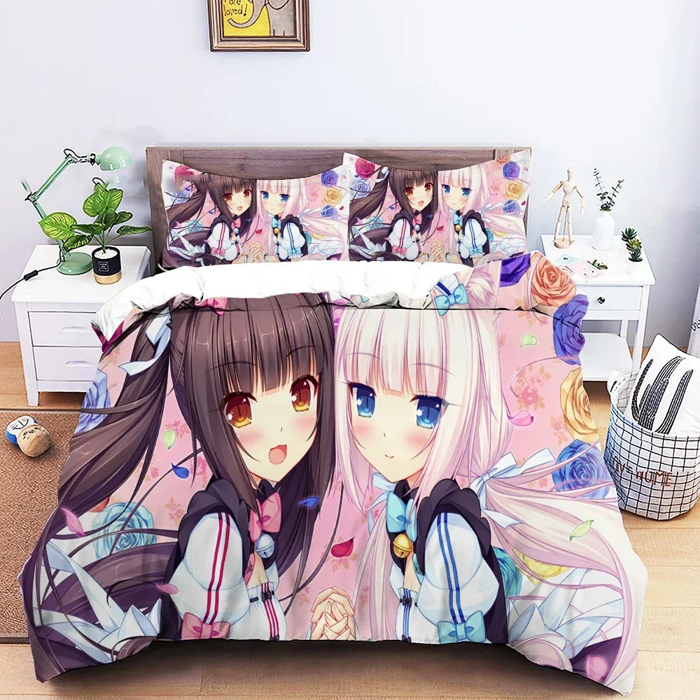 Anime Nekopara Sexy Girl Bedding Set Duvet Cover Bedroom Comforter Covers Single Twin King ​Size Quilt Cover Home Textile 2/3PCS