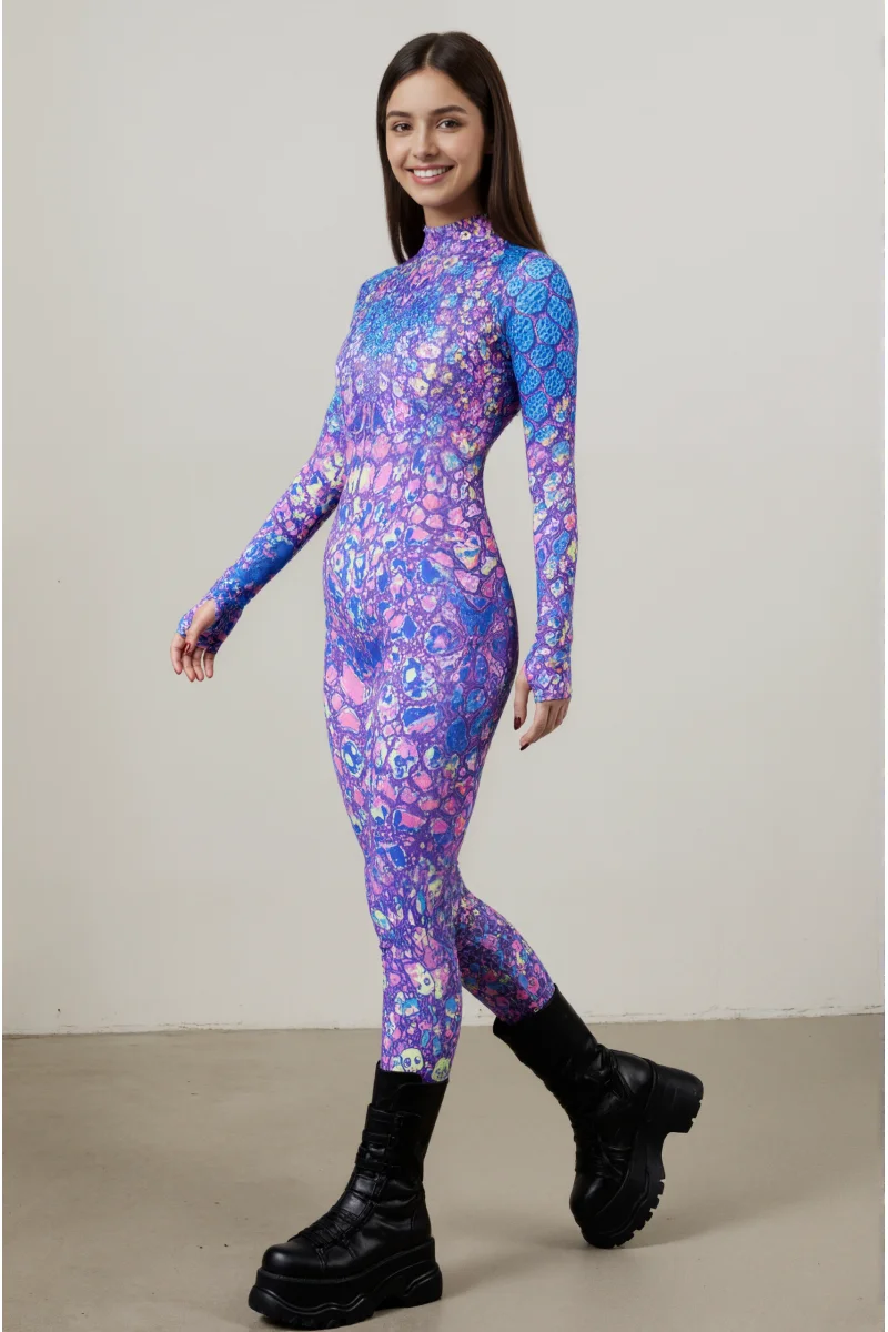 IOOTIANY Damen Schmetterling-Schlangen-Bodysuit Catsuit Tribal Halloween Party Rave Jumpsuit Festival Cosplay Performance Zentai – Detail 6