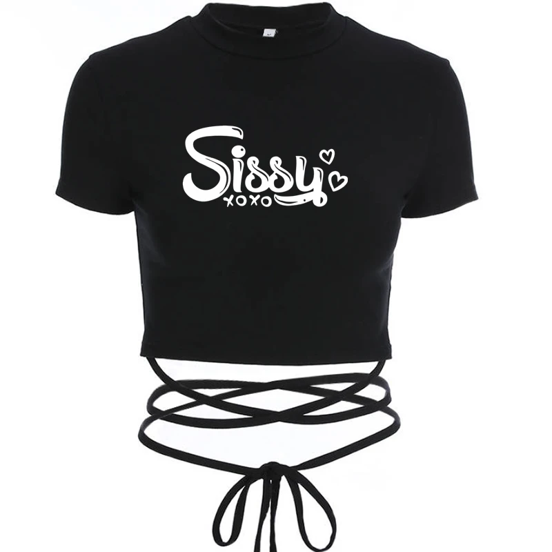 Ladies Sexy Crop Bandage Tee Tops Summer Women Black Short Fashion Girls TShirts Casual Top Short Sleeve Female Shirts Harajuku