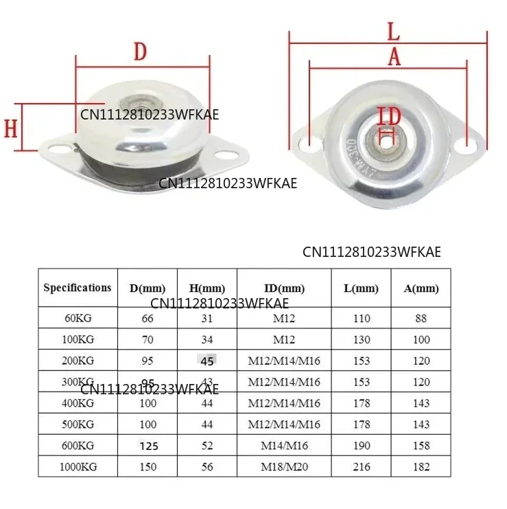 bell type vibration isolators Generator shock absorber bell‑shaped rubber Shock damper for diesel generator set air compressor