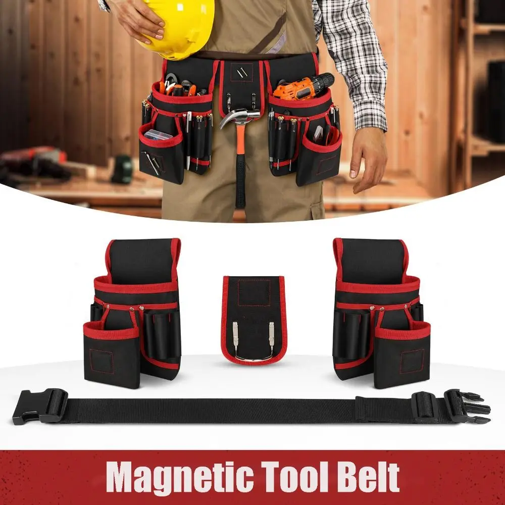 

Professional 26 Pockets Magnetic Tool Belt Heavy Duty Detachable Magnet Pouch Oxford Fabric Adjustable Toolbelt Construction