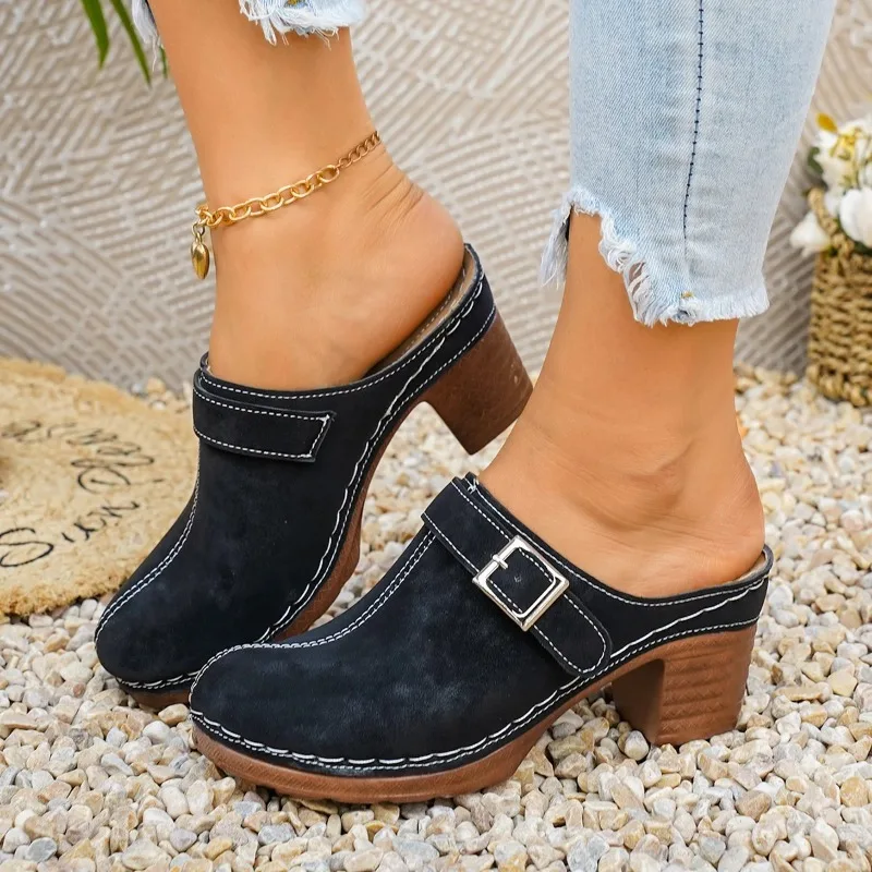 Women Sandals Open Toe Chunky High Heels Slippers Female Trend Summer High Heels Sandals Fashion Slingback Shoes for Women view 3